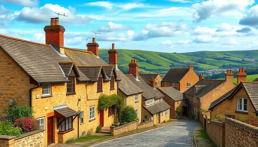 Picturesque rural getaways UK, charming village street scene.