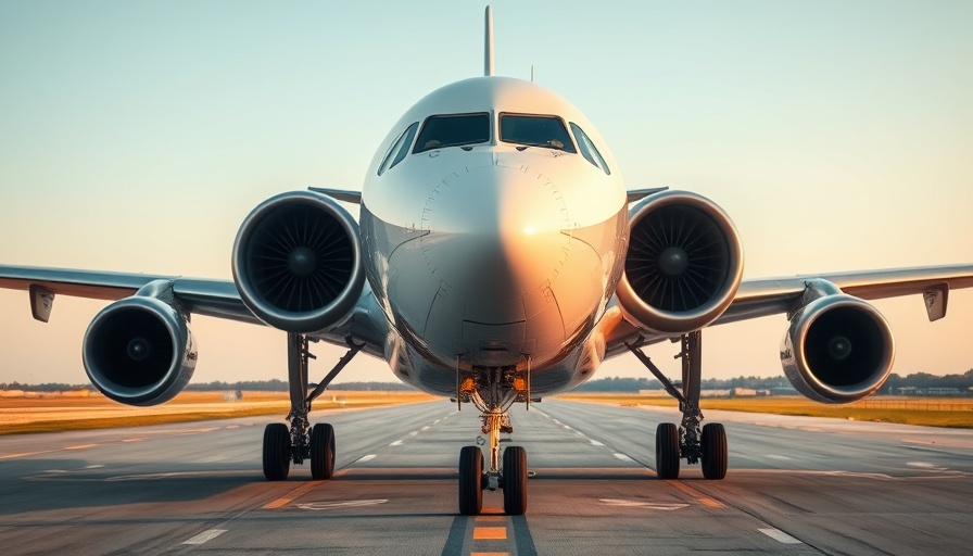 Airlines hoax bomb calls: airplane on runway, front view.