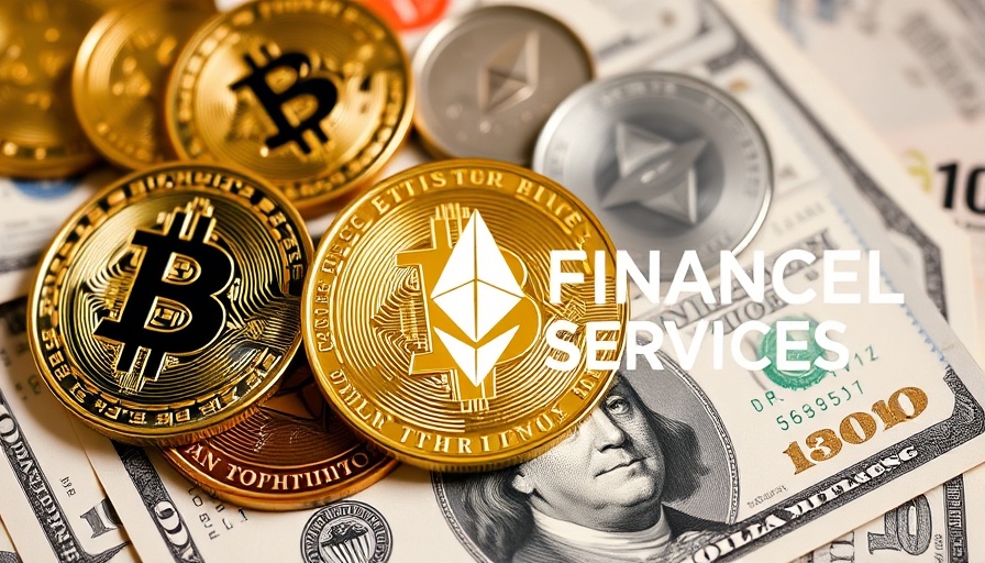 Assorted cryptocurrency coins on US dollars, tokenized funds concept.