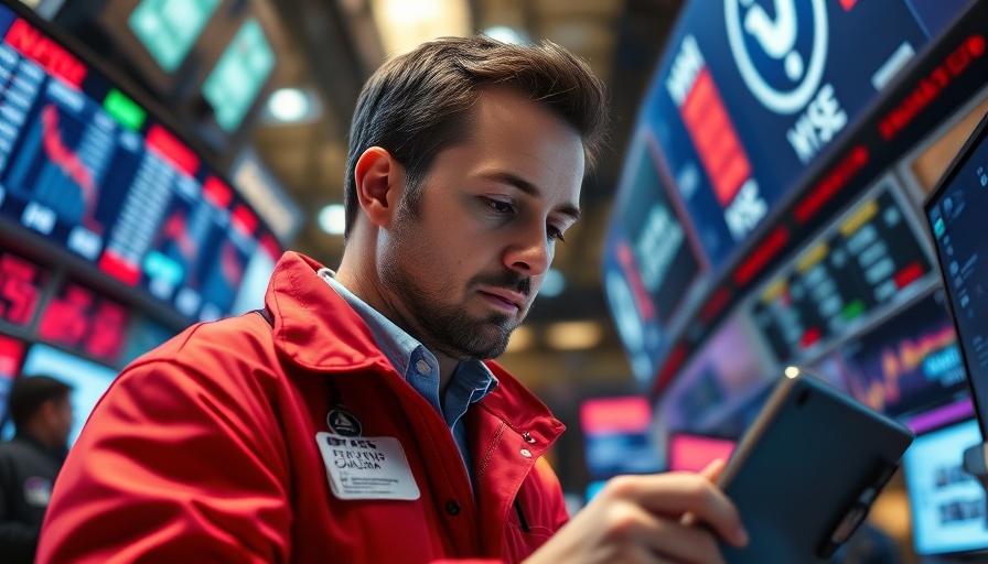 Trader analyzing Nasdaq data amid Trump tariffs bear market.