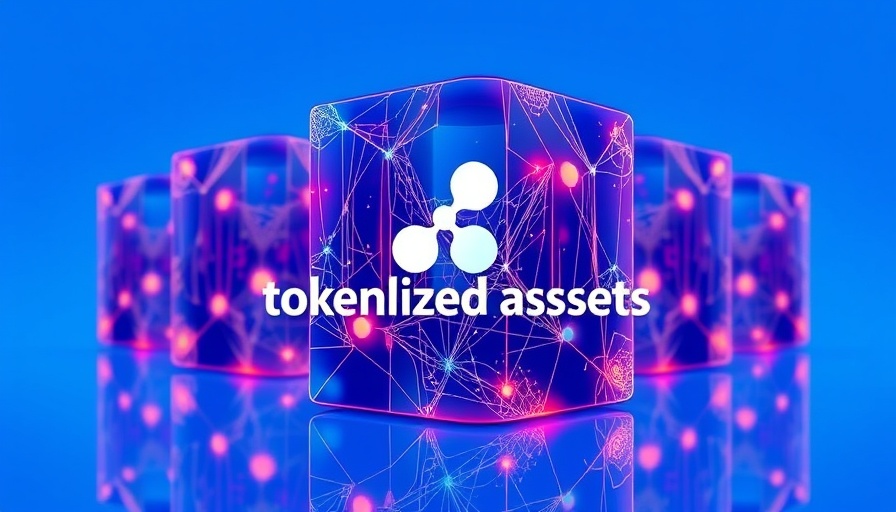 Futuristic blockchain image with 'Ripple tokenized assets', blue theme
