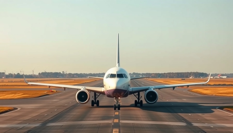 Commercial airplane on empty runway, highlighting staff shortages in aviation.