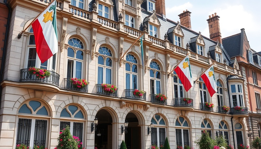 The Randolph Hotel Oxford with Gothic architecture and flags flying.