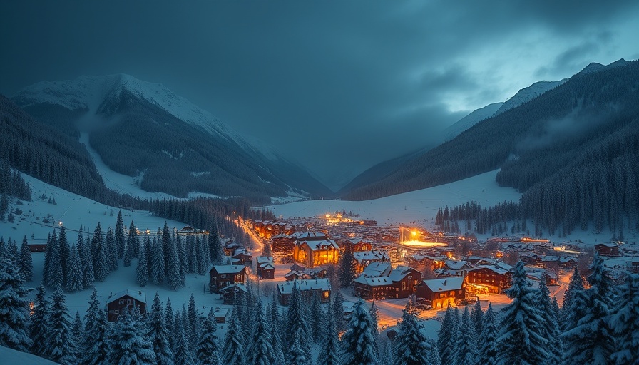 Ski Serfaus-Fiss-Ladis alpine village illuminated at night.