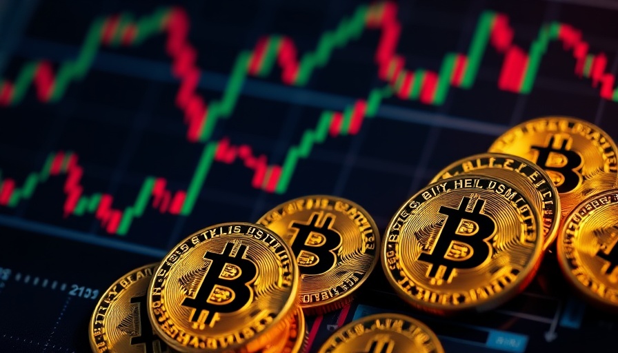 Cryptocurrency logos including Bitcoin coins on financial charts, crypto collateral use theme.