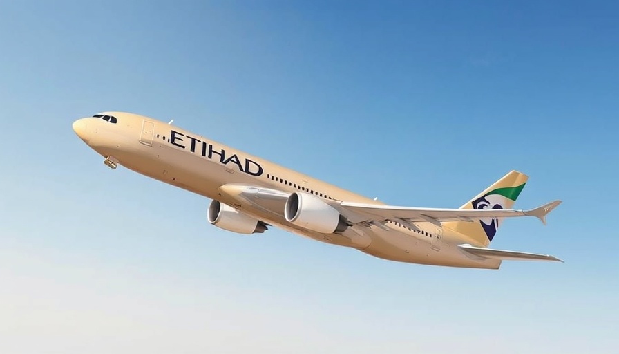 Etihad Airways airplane mid-flight in clear sky
