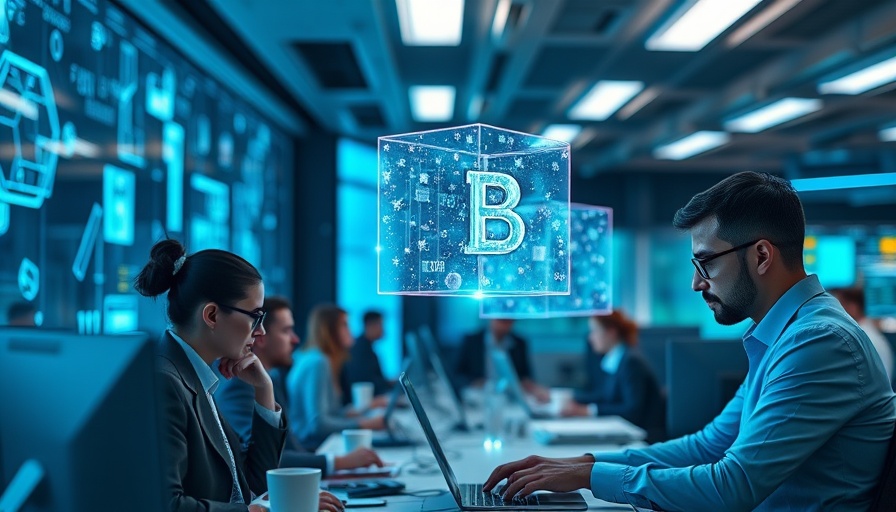 Futuristic workspace showcasing BNB Chain with digital blockchain elements.
