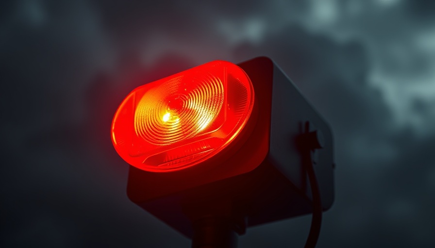 Urgent alarm light symbolizing AWS outage affecting cryptocurrency withdrawals.