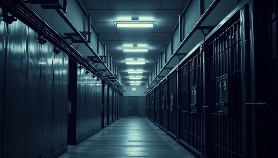 Modern prison corridor and cell interior showcasing stark and minimalistic design.