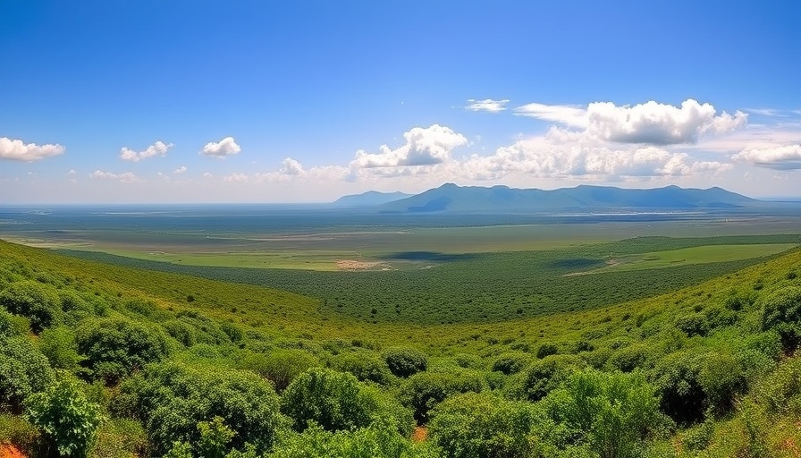 Expansive view of Ngorongoro Conservation Area with plains and mountains.