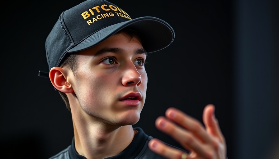 Bitcoin investment opportunities speaker in racing cap.