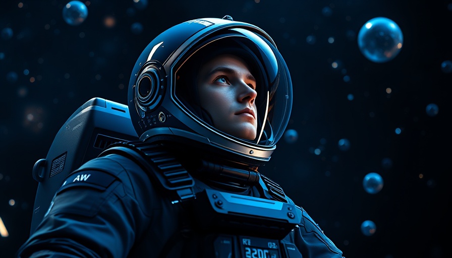 BlockDAG $217M Surge futuristic astronaut showcasing technology.