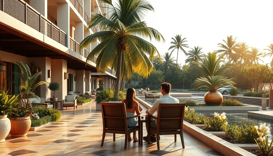 Elegant hotel patio with couple enjoying summer at Four Seasons.