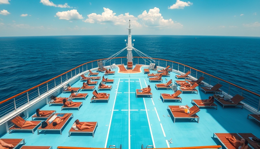 Vibrant cruise deck scene on best transatlantic cruise itineraries for 2025.