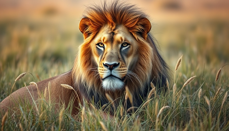 Majestic lion relaxing in African savanna - Best Places for an African Safari.