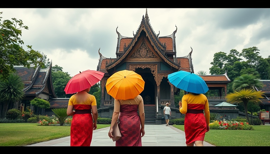 Women in traditional attire at a Thai temple, Thailand travel guide.