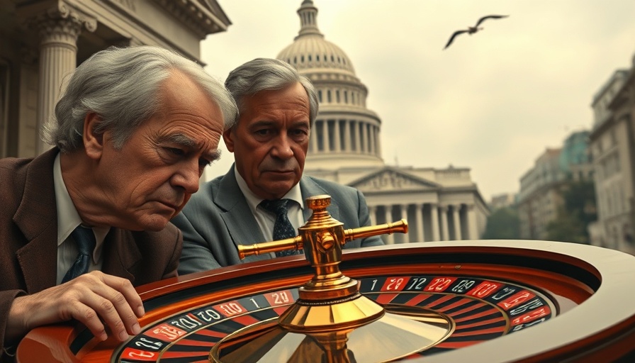 Cryptocurrency Retirement Crisis depicted in a political illustration featuring retirees and a roulette wheel.