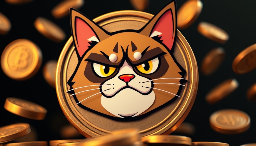 Troller Cat cryptocurrency gains with cartoon coin design.