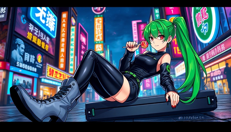 Anime character in vibrant cityscape with AlphaGOAT Pro AI agent theme