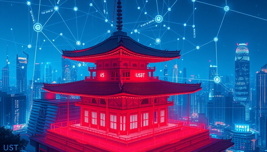 USDT adoption in Asia: digital landscape with Asian elements.