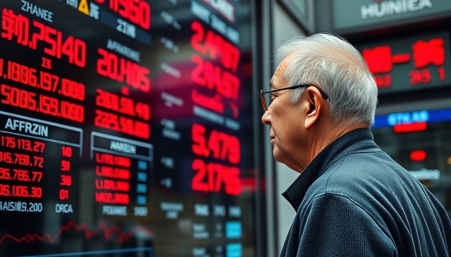 Man observing stock market board reflecting Asian stocks' reaction to Federal Reserve rates.