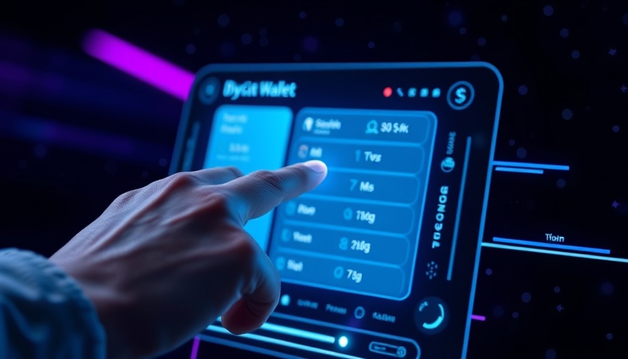 Futuristic digital wallet interface screen interaction.