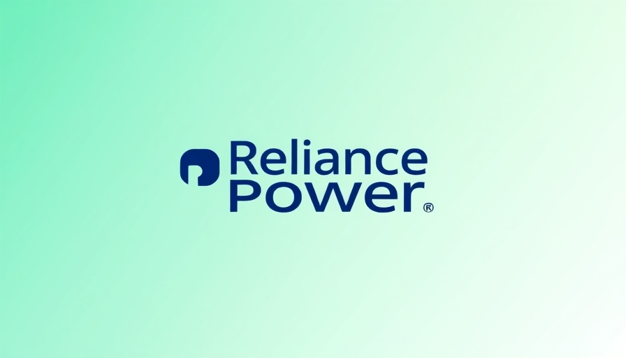 Reliance Power corporate logo on gradient background.