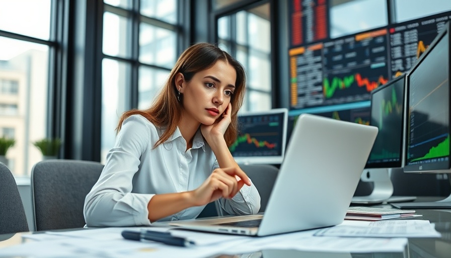 Businesswoman analyzing OneStream stock valuation data in a modern office.