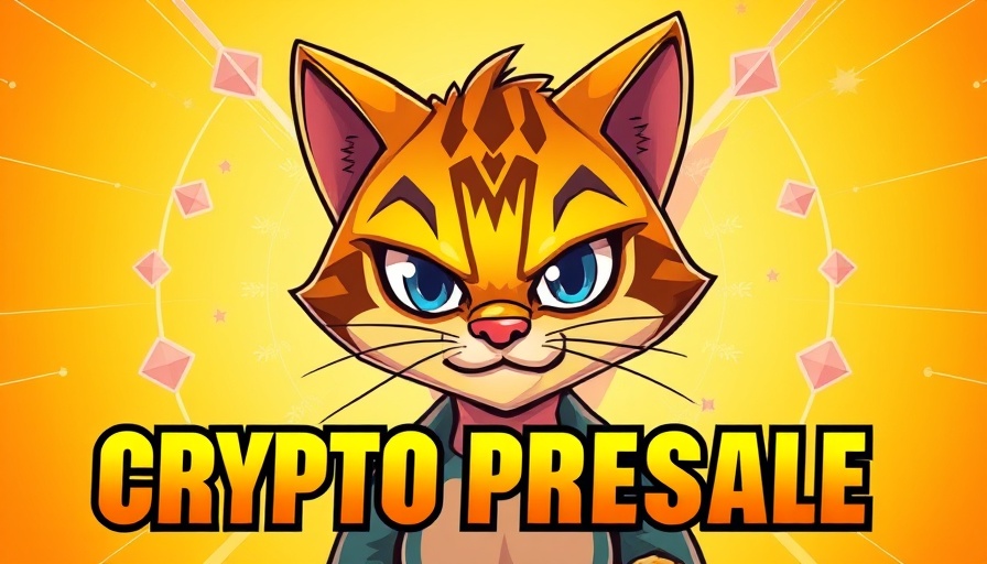 Cartoon cat crypto presale ad promises financial freedom.