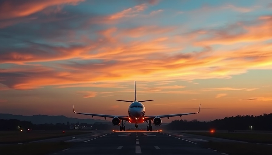 Airplane approaching Newark Airport runway during outage twilight.