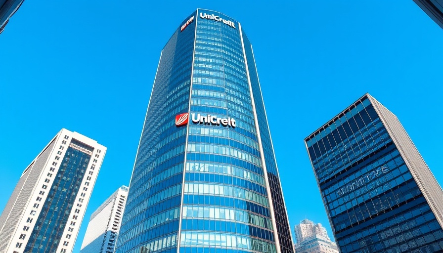UniCredit skyscraper showcasing performance despite lower interest rates.