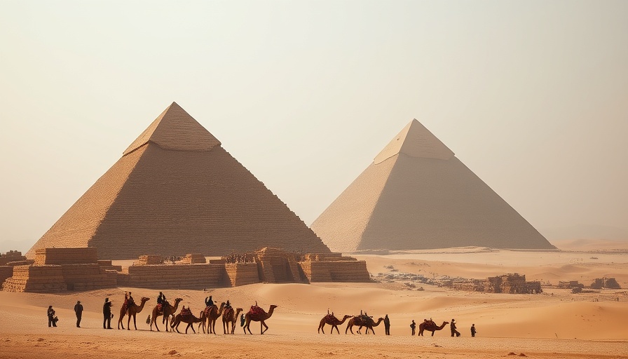 Travelers visiting the pyramids in Egypt during an Egypt trip from India.