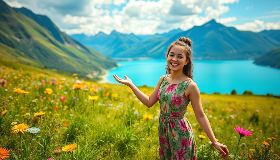 Cheerful woman in floral dress enjoying scenic view - How to Apply for Schengen Visa from India.