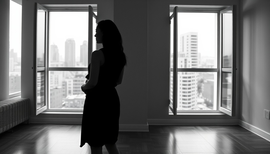 Silhouette of a woman in a Nice apartment, considering purchase.
