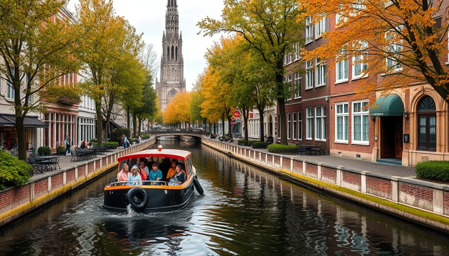 Canal scene in Bruges featuring a bustling tourist boat journey during a quick 3-day escape to Bruges and Ghent.