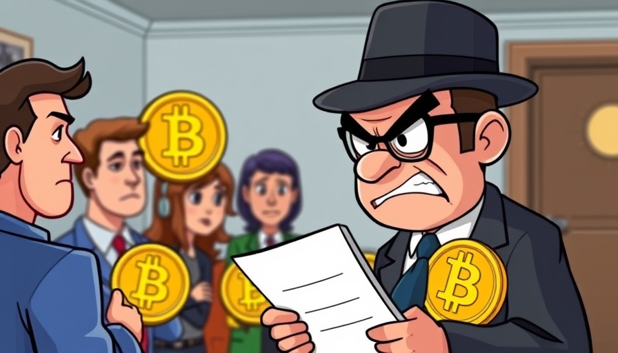 Cartoon showing HMRC official requiring crypto users' personal info.