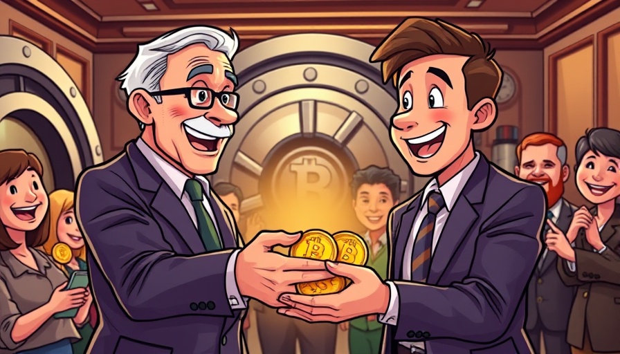 Illustration of JPMorgan Bitcoin Access with people receiving bitcoins.