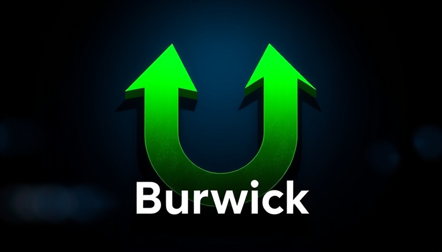 Bold graphic with green U-arrow symbol and 'Burwick' text, Internet Capital Markets Lawsuit.