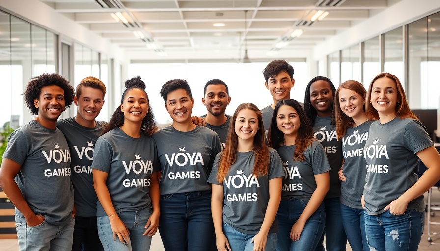 VOYA Games team posing in a bright office.