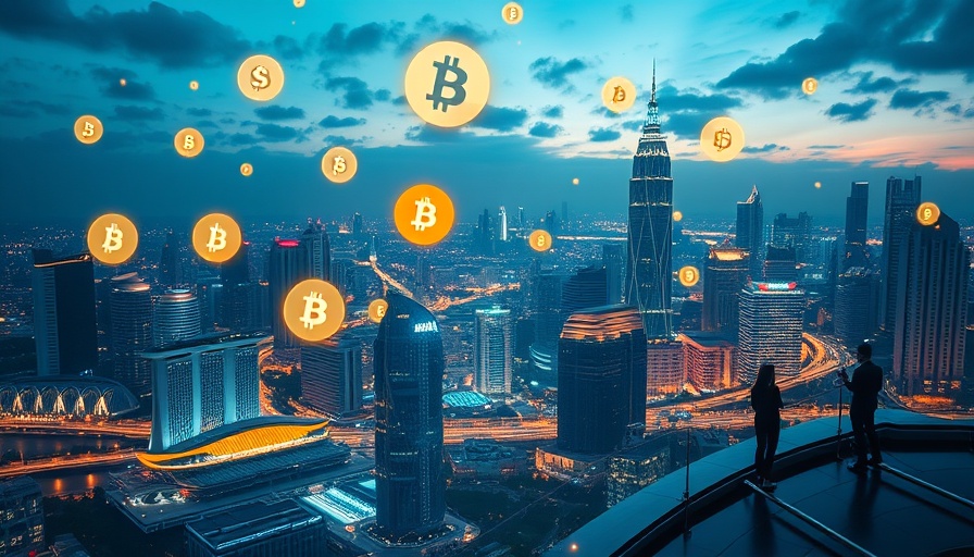 Futuristic illustration of cryptocurrency ownership in Singapore cityscape
