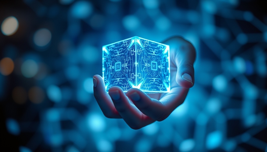 Futuristic concept: glowing cube in hands, BlockDAG Double BDAG Offer.