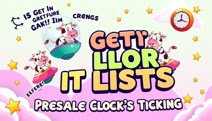 Colorful BTFD Coin promotional graphic with cartoon cows and bold text