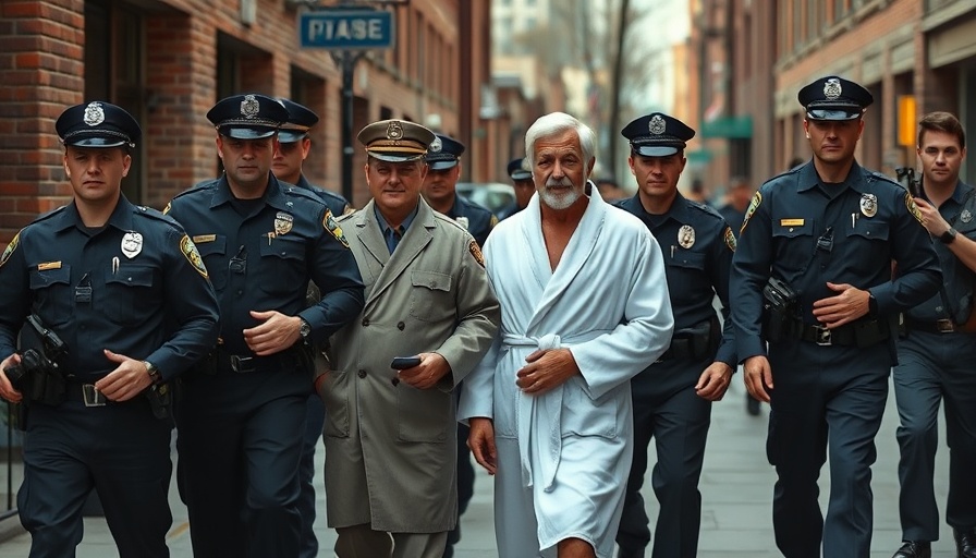 New York police escort a man in bathrobe, Crypto Kidnapping context.