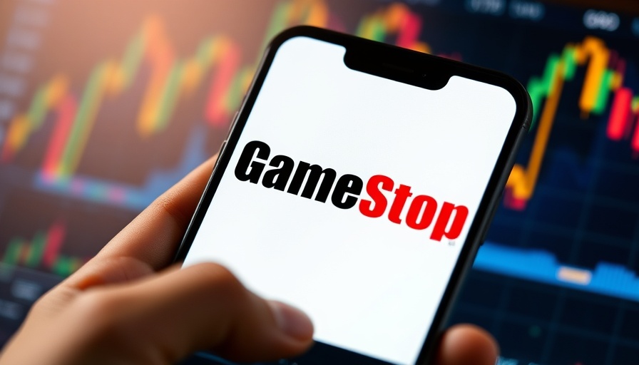 GameStop Bitcoin Purchase visualized with stock market chart background.