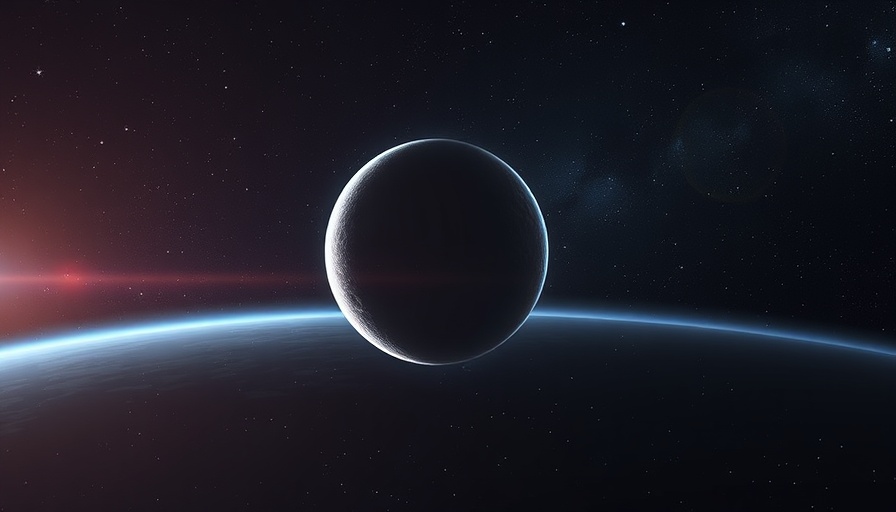 Futuristic space scene with digital text on technological advancement.