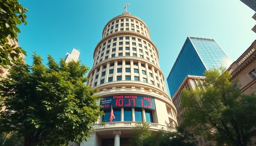 Sensex and Nifty Trading Trends - iconic financial building with live market ticker