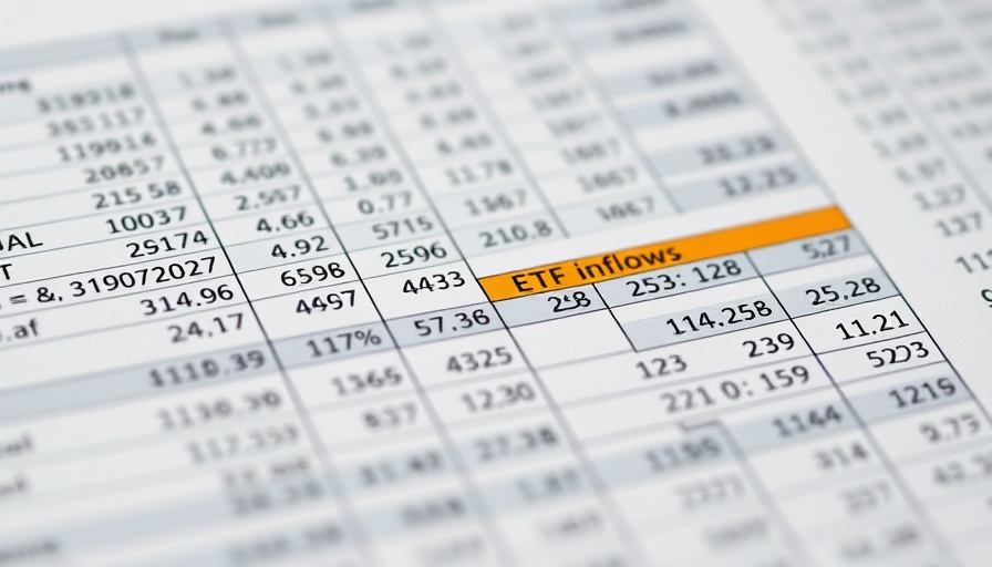 Detailed financial spreadsheet highlighting BlackRock Bitcoin ETF inflows