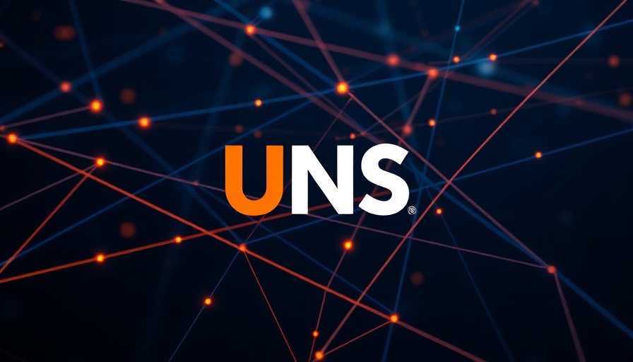 $UNSD best crypto investment: UNS logo on abstract network background.