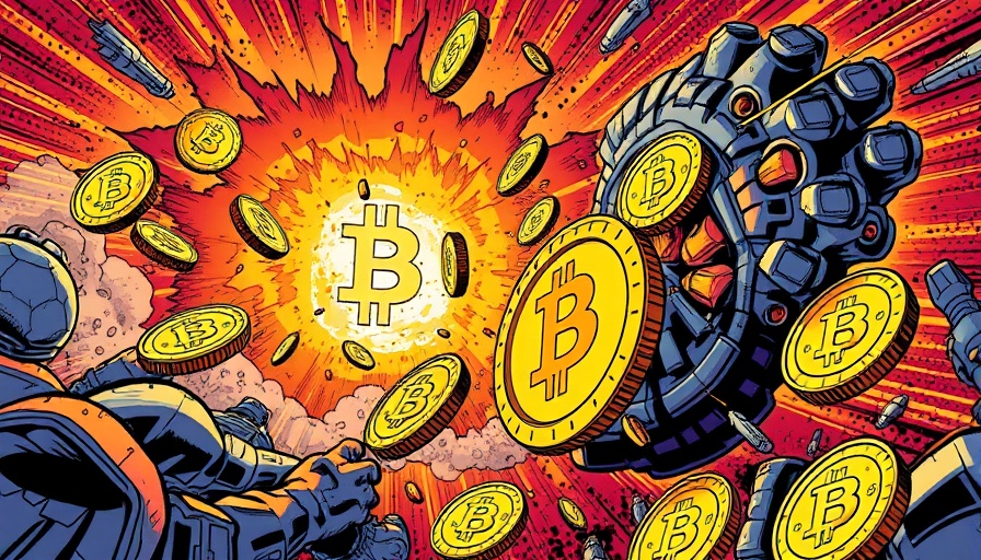 Dynamic comic illustration of Bitcoin price falling dramatically.
