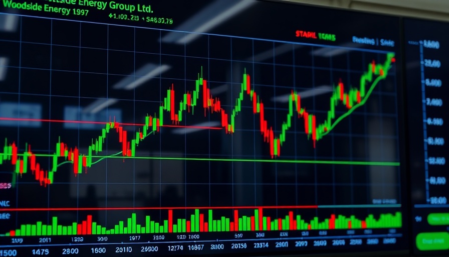 Woodside Energy stock chart showing five-day fluctuations and key events.